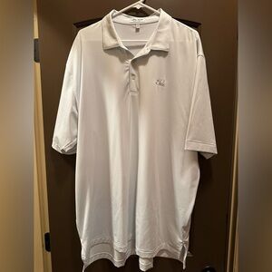 Peter Millar Men's Ivory with Gray Stripe Polo Shirt